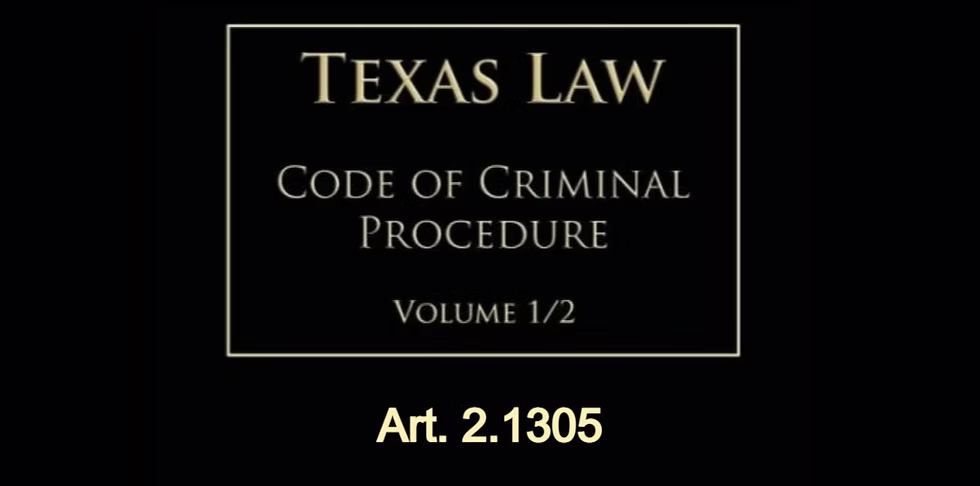 Texas Code of Criminal Procedure Art. 2.1305 — Carrying Weapon on Certain Premises
