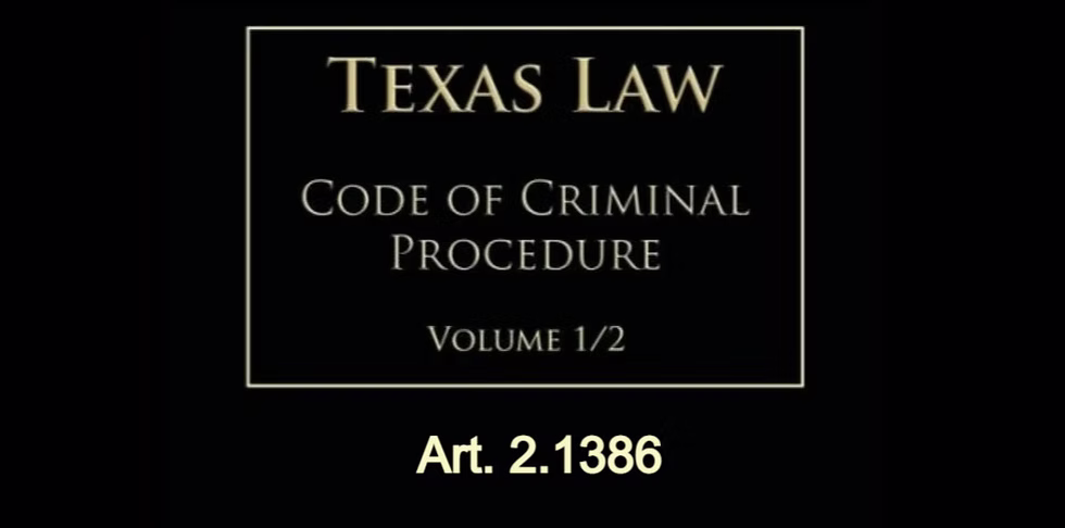 Texas Code of Criminal Procedure Art. 2.1386 — Eyewitness Identification Protocols