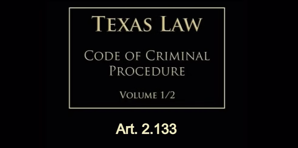 Texas Code of Criminal Procedure Art. 2.133 — Reports Required for Motor Vehicle Stops
